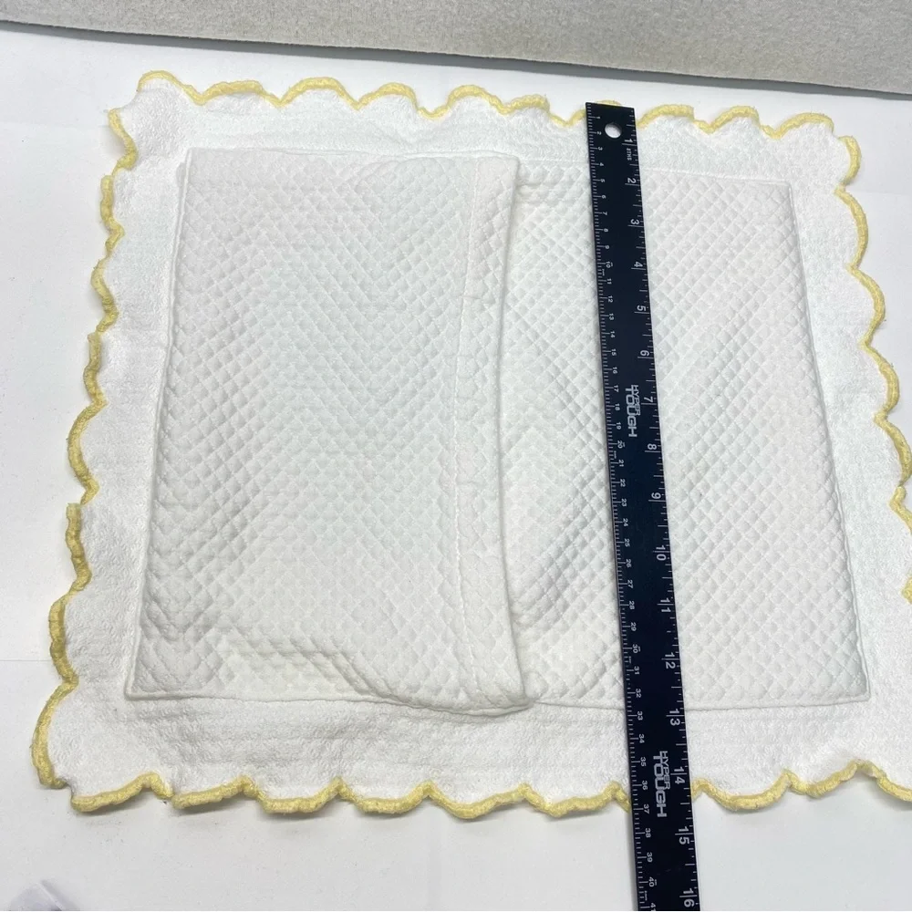 Pottery Barn Kids White Quilted Pillow Sham With Yellow Trim Baby Room Cozy Soft